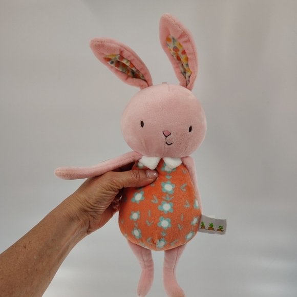 Bunnies By The Bay 14" Pink Rabbit Plush Doll Orange Dress Baby Cuddle Toy - Picture 2 of 10